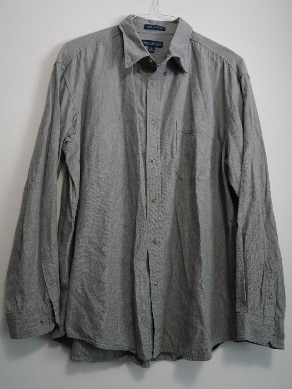 John Ashford Long Sleeve Button Down Dress Shirt-Mens XL-100% Cotton